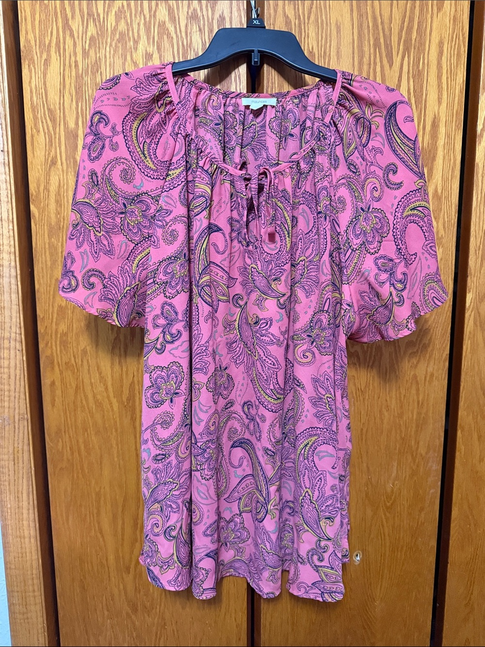 Maurices Pink Paisley Tie-Front Tunic Top